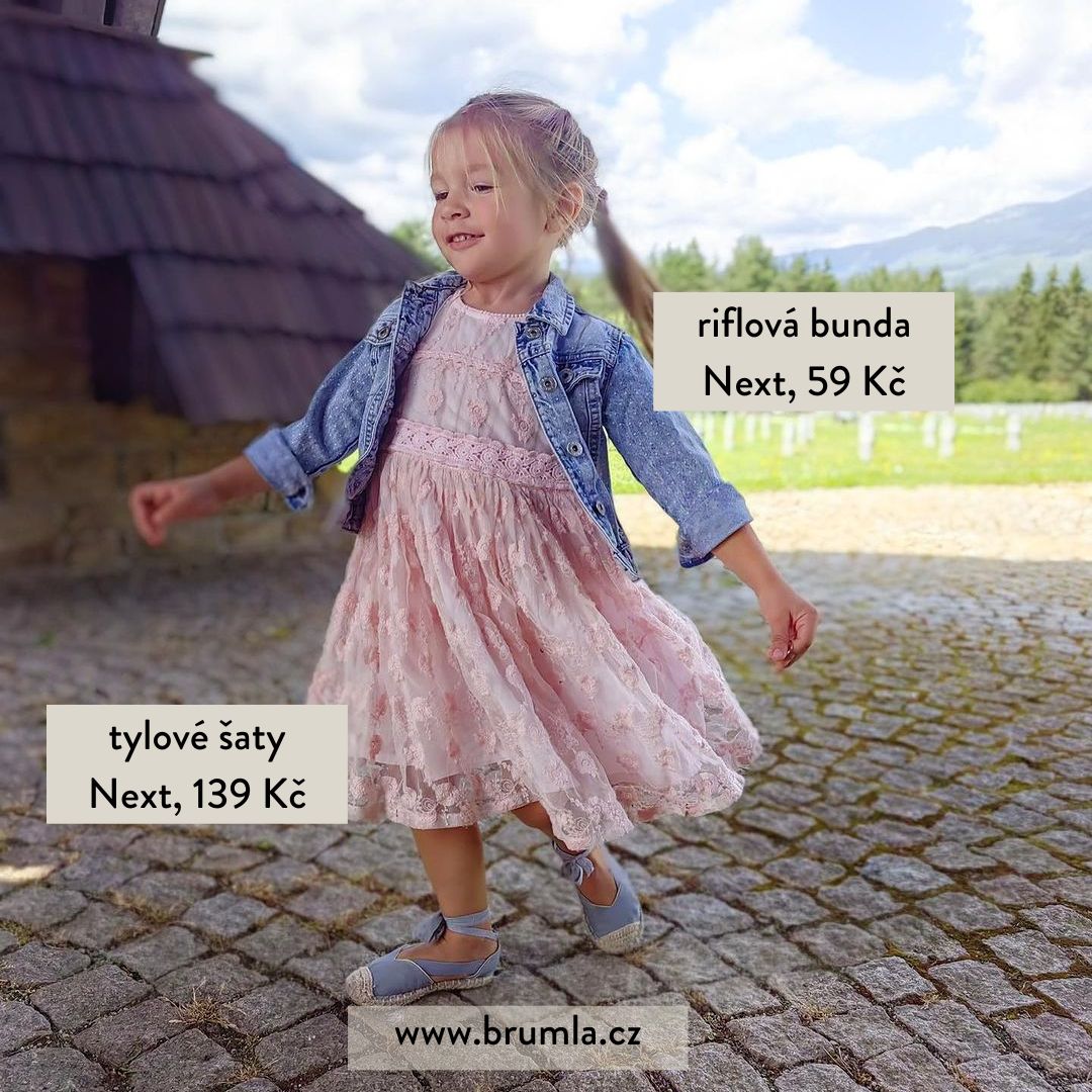 blečení Next - tylové šaty, riflová bunda