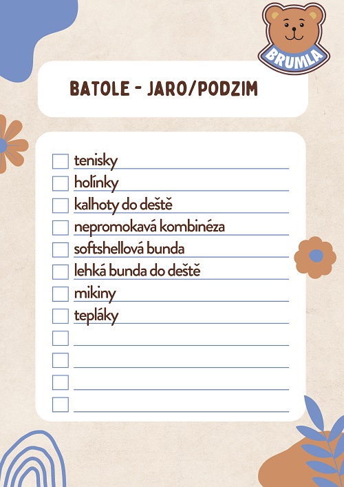Seznam oblečení pro batole na jaro