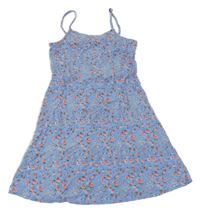 Modro-červené květované lehké šaty Primark