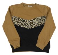 Hnědo-černá mikina s leopardím vzorem Only