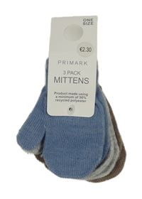Nové - 3x pletené palcové rukavice Primark
