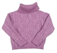 Růžový melírovaný svetrový rolák s perforovaným vzorem Primark