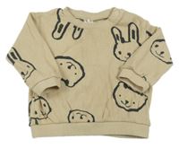 Béžová žebrovaná mikina s medvídky a zajíčky H&M