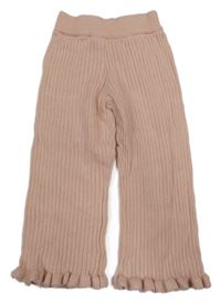 Světlerůžové žebrované pletené kalhoty Primark
