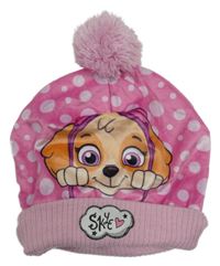 Růžovo-světlerůžová čepice s PAW PATROL - Skye a bambulí C&A