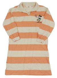 Krémovo-broskvové pruhované bavlněné polo šaty s Mickeym H&M
