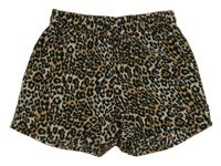 Černo-béžové leopardí lehké kraťasy 