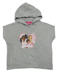 Světlešedá tepláková crop vesta s kapucí - Barbie 