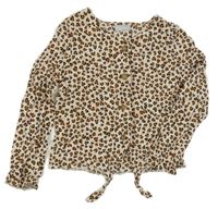Bílo-růžovo-hnědo-černá lehká halenka se srdíčky Matalan