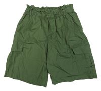 Khaki plátěné cargo kraťasy Benetton