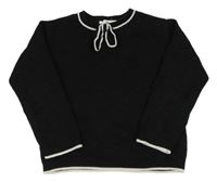Černý svetr s proužky a mašlí H&M