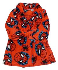 Červený chlupatý župan se Spidermanem Marvel