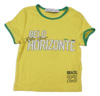 Žluté crop tričko s nápisem Bershka