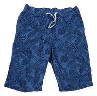 Tmavomodré plátěné kraťasy s listy H&M