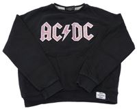 Černá crop mikina s nápisem AC/DC 