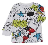 Bílo-barevné triko s Mickeym a nápisy Disney