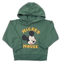 Tmavozelená mikina s Mickeym a kapucí Disney