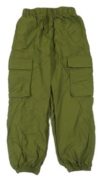 Olivové šusťákové cargo cuff kalhoty Kiki&Koko