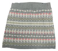 Šedo-bílo-růžovo-zlatá vzorovaná svetrová sukně H&M
