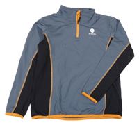Šedo-černo-oranžová sportovní mikina s potiskem 