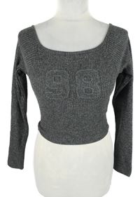 Dámské šedé žebrované úpletové crop triko s číslem Primark 