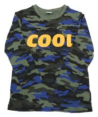 Khaki-černo-modré army triko s nápisem Kiki&Koko