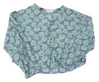 Modrá květovaná crop halenka Zara