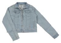 Světlemodrá riflová crop bunda s flitry Denim Co.