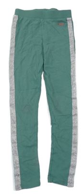 Zelené legíny se stříbrným pruhem 