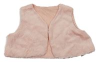 Světlerůžová kožešinová podšitá crop vesta 