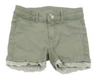 Khaki riflové kraťasy se síťovinou H&M