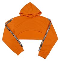 Oranžová crop mikina s nápisem a kapucí Shein