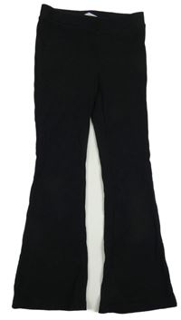 Černé žebrované flare kalhoty H&M