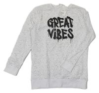 Nové - bílo-černá skvrnitá mikina s graffiti nápisy H&M