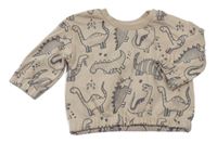 Béžová oversize mikina s dinosaury PRIMARK