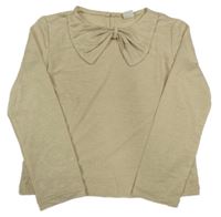 Béžové třpytivé pruhované triko s mašlí