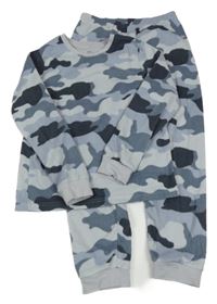 Světle-tmavošedé army fleecové pyžamo M&S