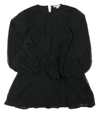 Černé puntíkované šifonové šaty Gina Tricot 