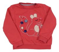 Červená mikina s veverkou s bambulkami M&S