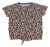 Nové - Růžovo-černo-barevné třpytivé tričko s leopardím vzorem WE