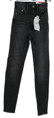 Nové - Dámské černé skinny rifle s prošoupáním Stradivarius vel. 32