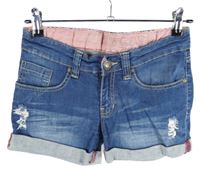 Dámské světlemodré riflové kraťasy s prošoupáním Denim 