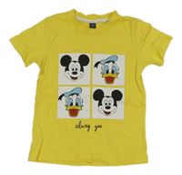 Žluté tričko s Mickey a Donaldem 