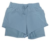 Modro-šedé sportovní dvojité kraťasy 