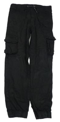 Černé plátěné cargo cuff kalhoty C&A