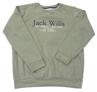 Zelenošedá mikina s logem Jack Wills