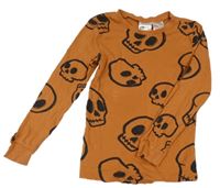 Cihlové pyžamové triko s lebkami H&M