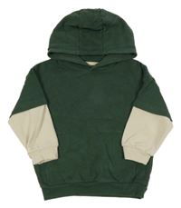 Khaki-světlebéžová oversize mikina s kapsou a kapucí F&F