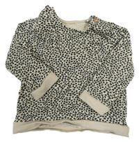 Béžovo-černá mikina s leopardím vzorem a oušky Tu