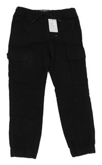Nové - černé plátěné cuff kalhoty s kapsami Denim Co.